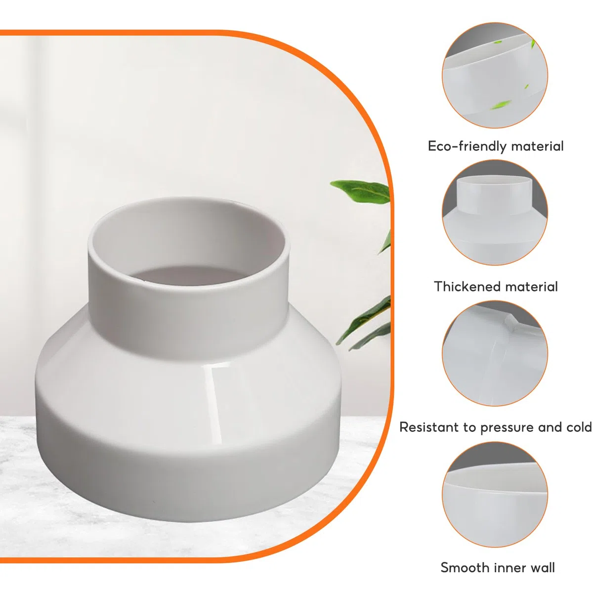 Réducteur de conduit de 150 mm à 100 mm, coupleur de réduction de conduit rond avec colliers de serrage en acier inoxydable (91-114 mm, 141-165 mm) pour ventilateurs d'extracteur, hotte aspirante
