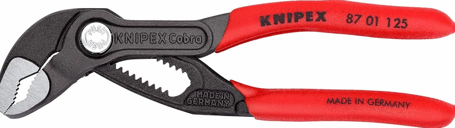 KNIPEX Cobra Pince multiprise de pointe sur carte LS gaines PVC anti-dérapantes 125 mm, 87 01 125 SB