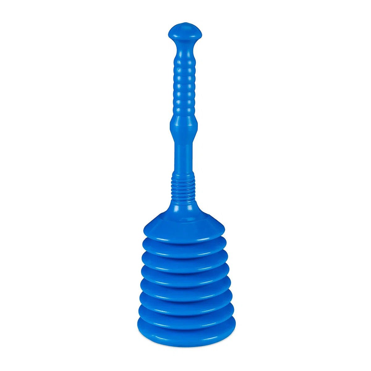Relaxdays Déboucheur à Ventouse, HxD : env. 49x15,5 cm, débouche évier, Baignoire, Douche, Pression, en Plastique, Bleu