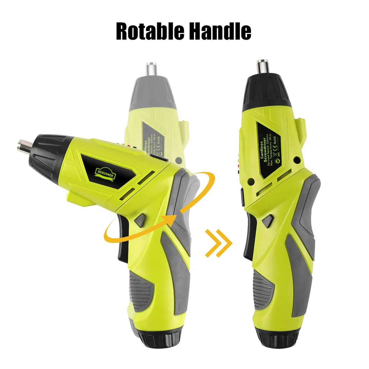 Visseuse Sans Fil,DEWINNER Visseuse Devisseuse sans Fil 1300mAh 3.6V avec 45 accessoires,Adaptateur de charge avec câble USB et boîte de rangement