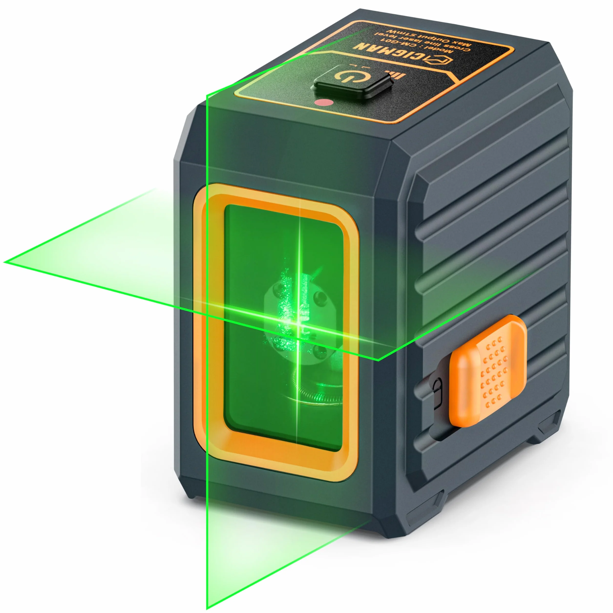 Niveau laser vert CIGMAN avec nivellement automatique et mode manuel, mode impulsion de 30 m, 4 niveaux de luminosité, haute précision ± 0,3 mm/1 M, comprend des piles AA et un support