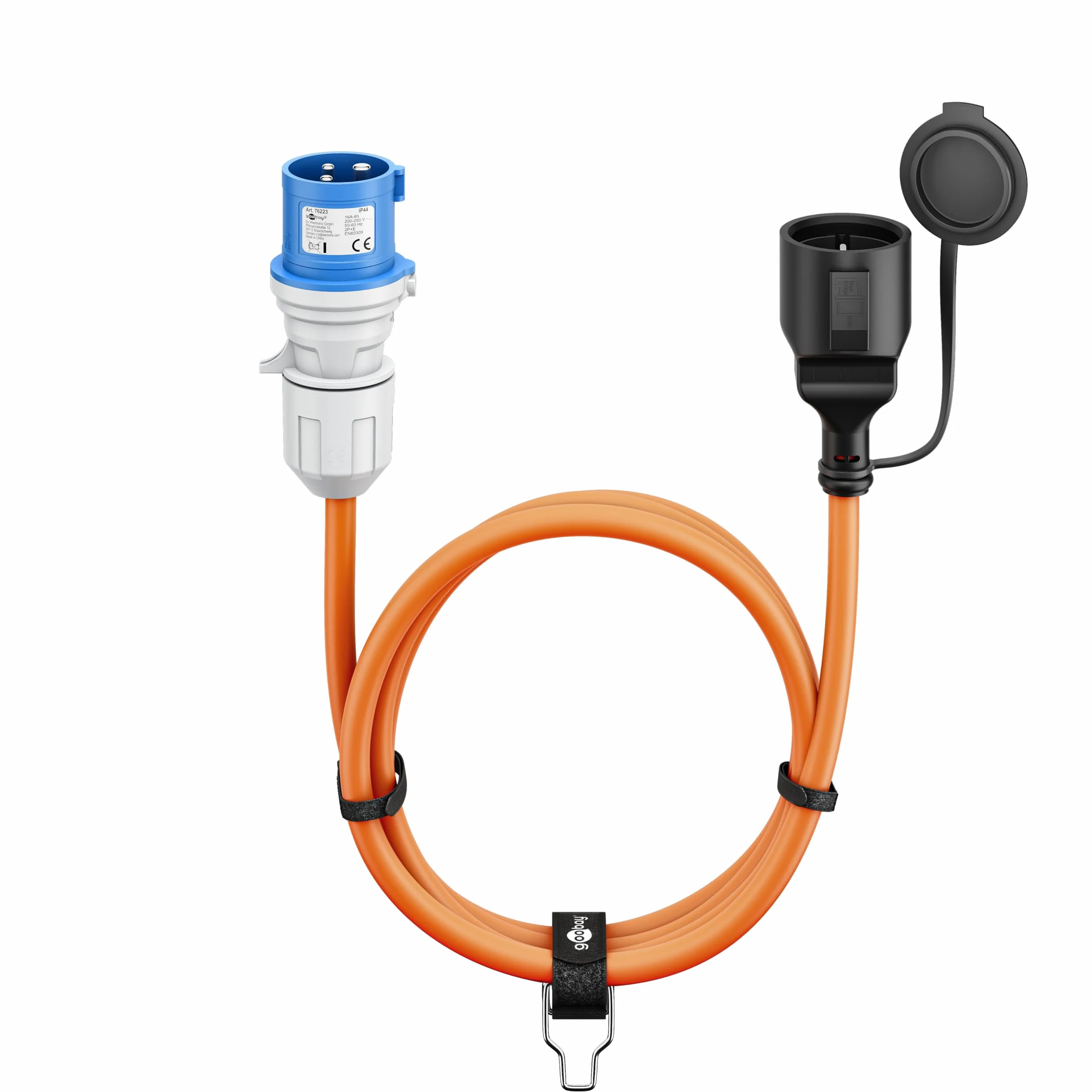 goobay Câble Adaptateur CEE pour Caravane, 5 m, Prise CEE vers Prise avec Contact de Protection, Utilisation en extérieur avec IP44, 76224
