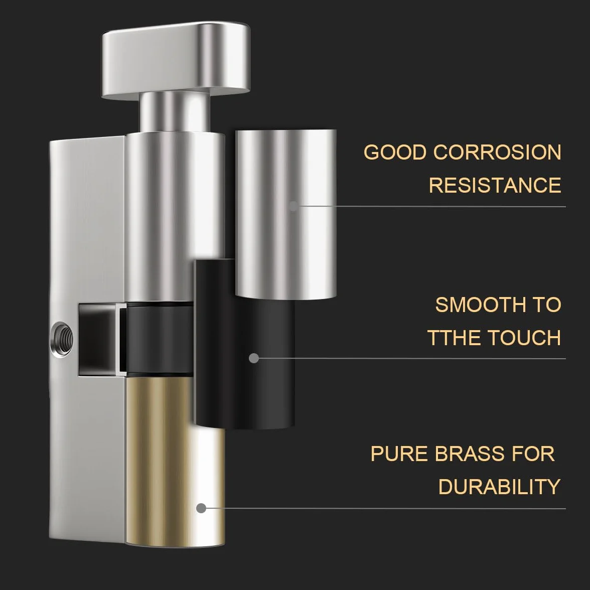 Bwintech 2 Pcs 30T/30mm Euro Cylindre en laiton, 60mm Thumbturn/Key Barrel Lock avec 10 clés horizontales en laiton,anti-crochetage, anti-perçage, anti-claquement, anti-choc, nickel satiné