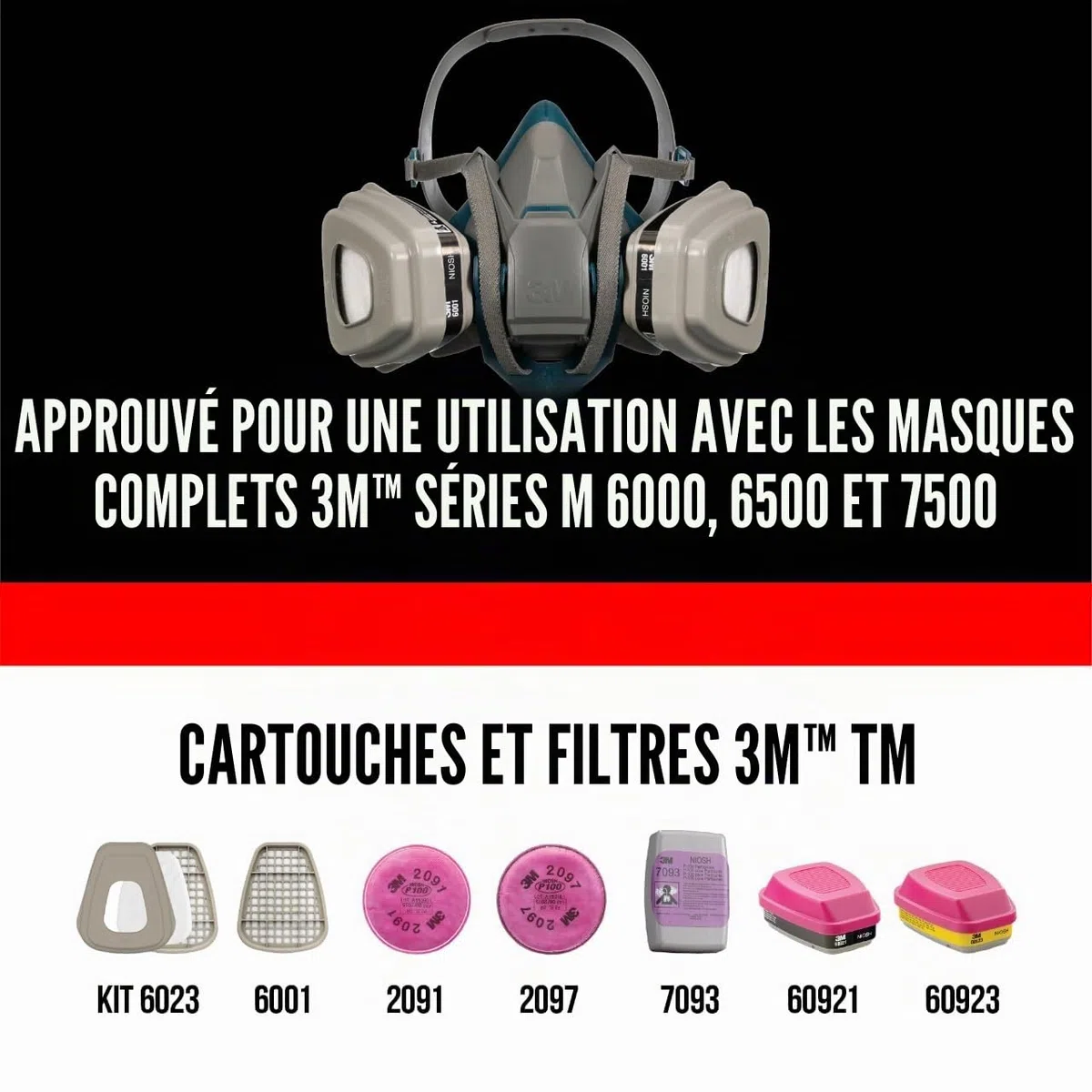 3 m P100 filtre à particules avec 10,1 pouces Niveau Bio Vapor Release, 2097PA1-A
