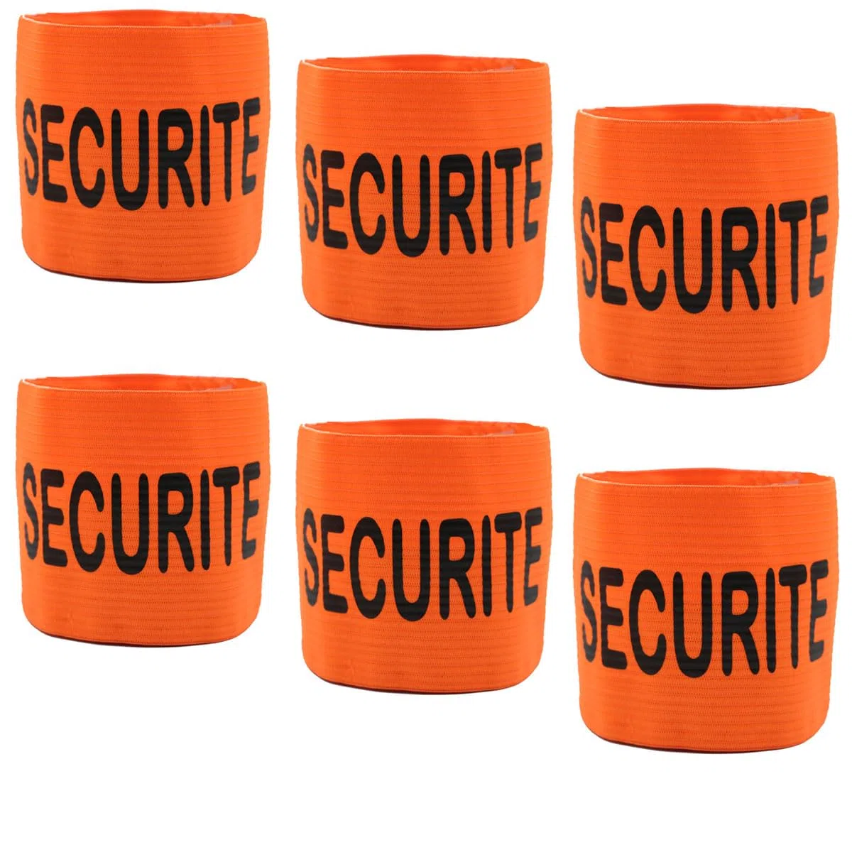 PATOUTATIS - Lot 6 brassards élastiques SECURITE orange fluo