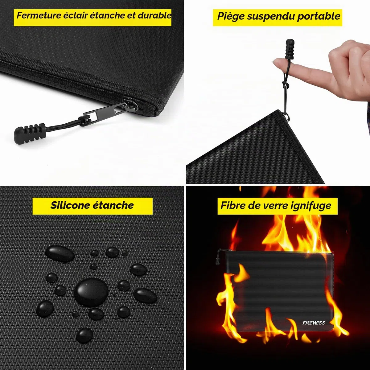 2 Porte - Documents Ignifuges, 34 x 25 cm et 28 x 15 cm, Pochette Etanche Document, Pochette Anti Feu, Pour objets de valeur, Résistant au feu et à l'eau, Sûre Pour