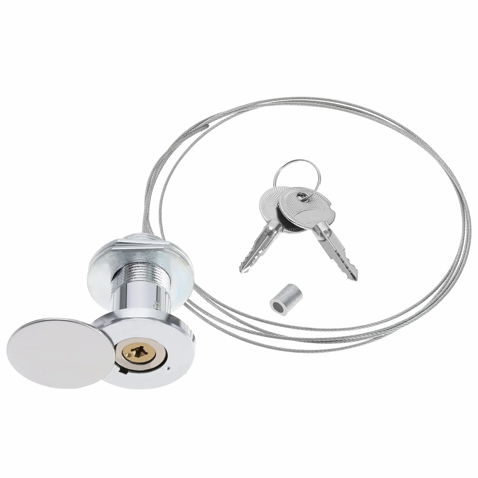 Serrure de Porte Garage d'urgence avec Fil d'acier et 2 Clés pour Portes de Volets Roulants et Serrure de Portes de Garage Remplacement en Cuivre