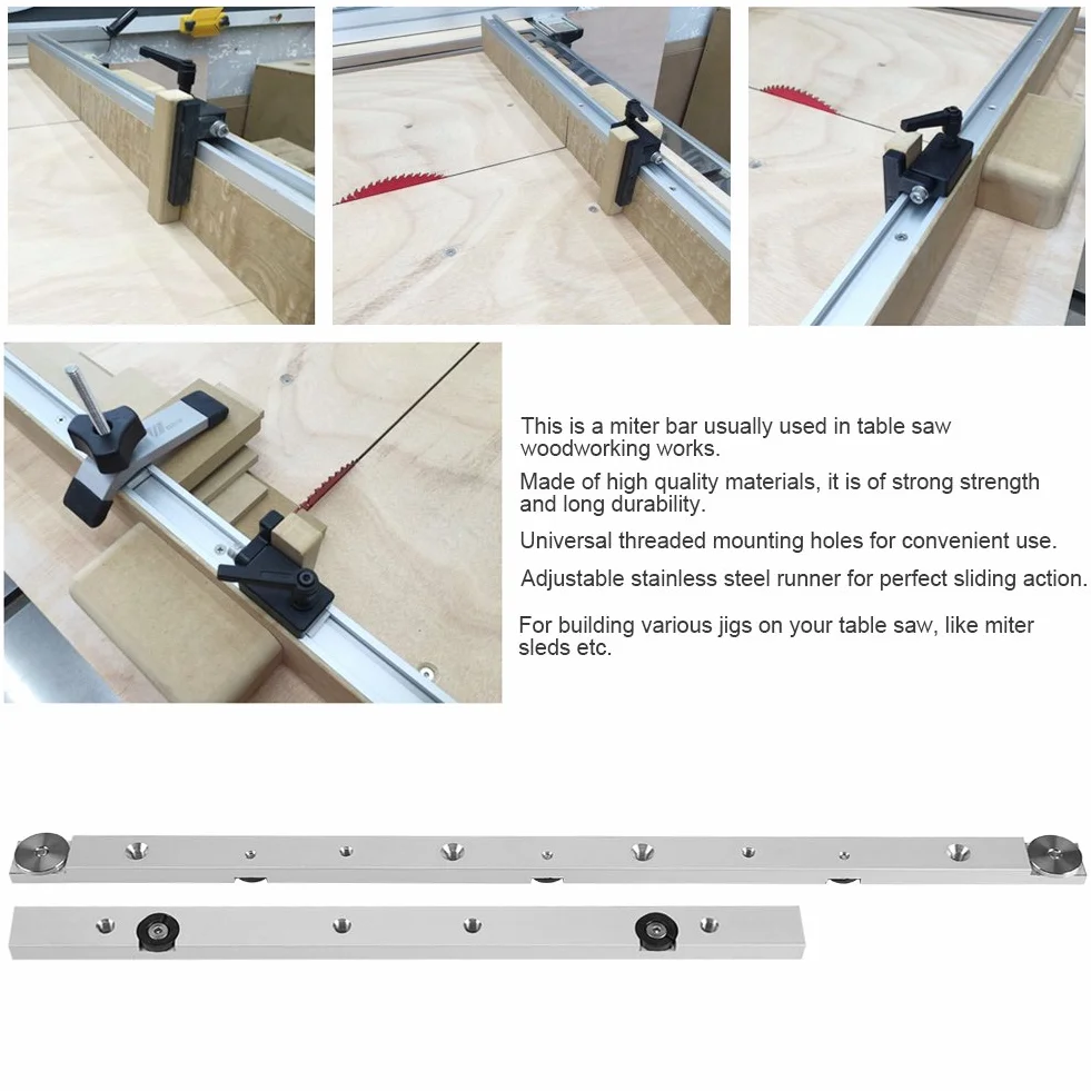 Barre d'onglet en Alliage d'aluminium Mitre Bar Rail Mitre Guage Bar Slider Table Scie Jauge Tige Bois Outil de Travail menuiserie(450mm)