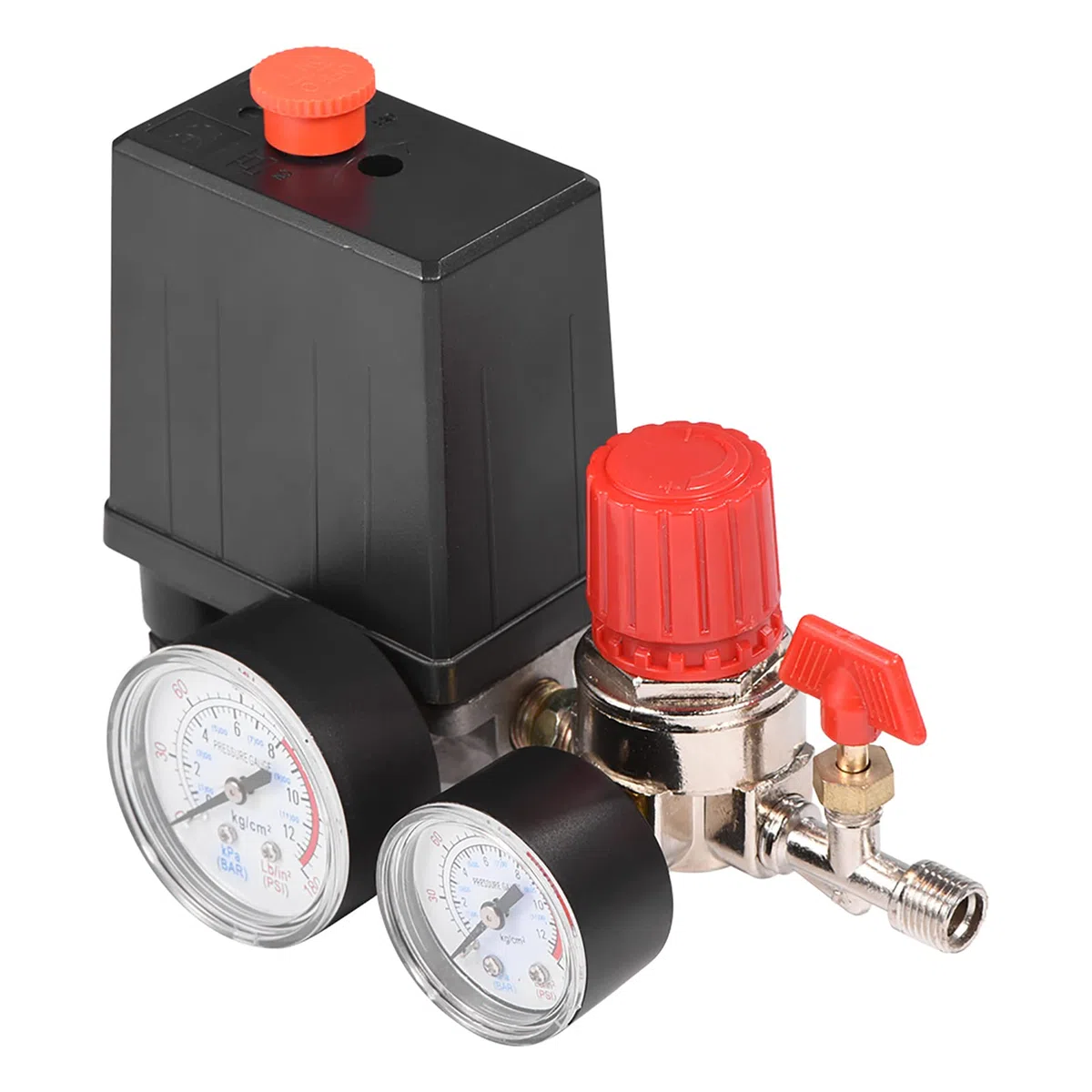 Artillery Commande de Compresseur D'air, Régulateur commutateur de Pression pour Pressostat Compresseur d'air de Petite Taille avec Manomètres pour une Décompression Rapide