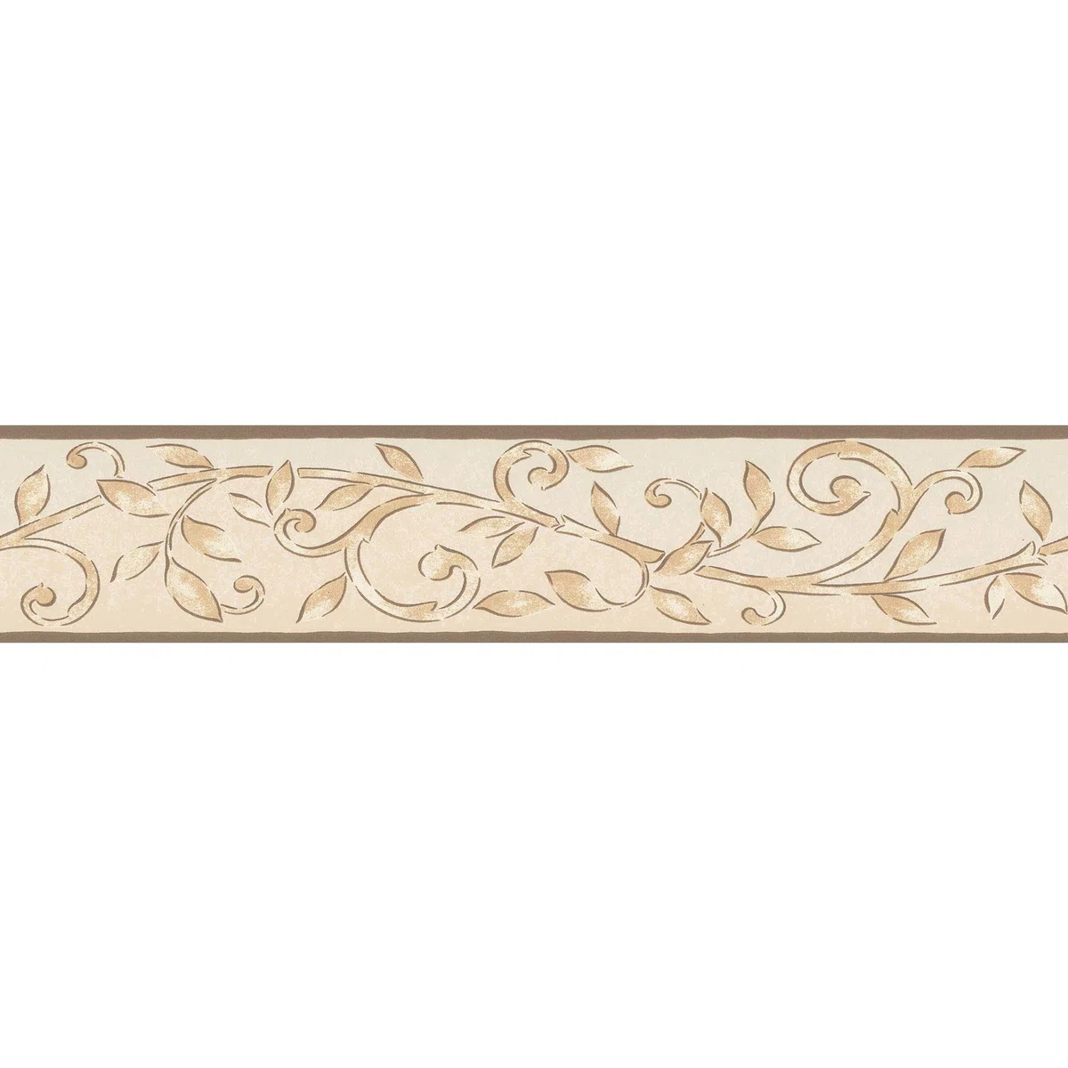 Frise papier peint marron beige crème à motif | Frise tapisserie pour entrée & couloir | Frise papier peint style méditerranéen