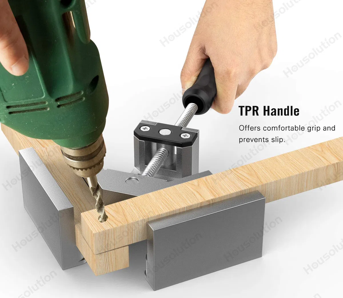 Housolution Lot de 2 pinces d'angle à angle droit en alliage d'aluminium à 90 degrés avec mâchoire pivotante réglable pour le travail du bois, cadre photo - Gris argenté