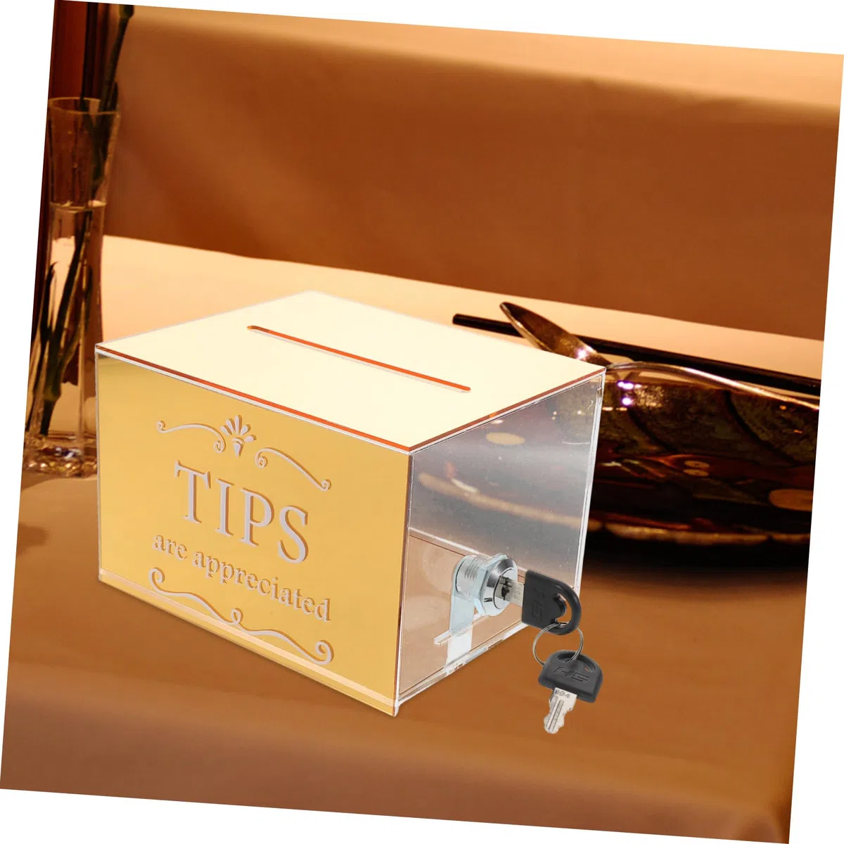 Boîte à Pourboires Design Robuste et Élégant Acrylique Transparente avec Serrure pour Bar, Restaurant ou Collecte de Fonds