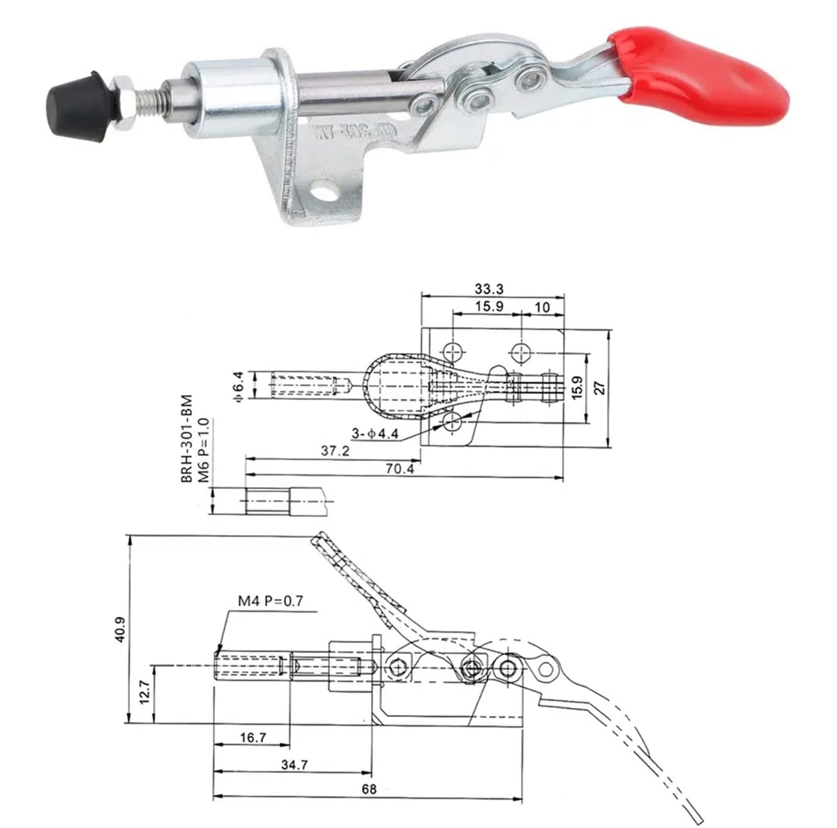 5 Pcs Pince Horizontale, Outil à Main à Action Push-Pull, Dégagement Rapide Basculer La Pince, Pour Le Fonctionnement De La Machine, La Menuiserie, Le Soudage (Force De Serrage De 45 Kg)