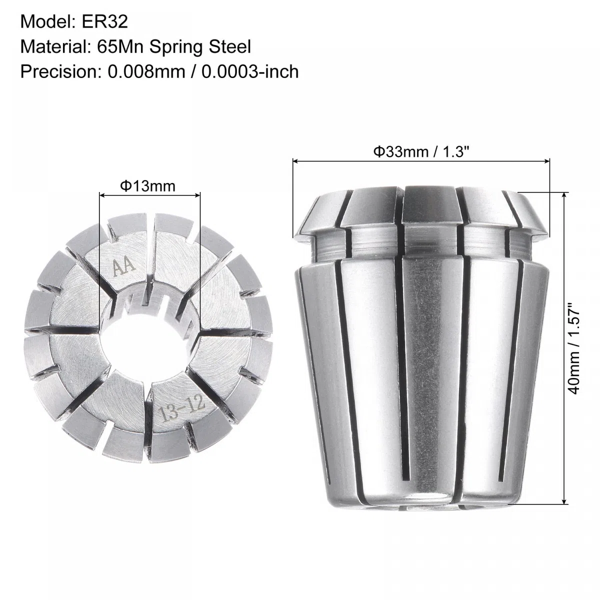 sourcing map ER32 Ressort Pince 13mm Mandrin pour CNC Gravure Machine Tour Fraisage