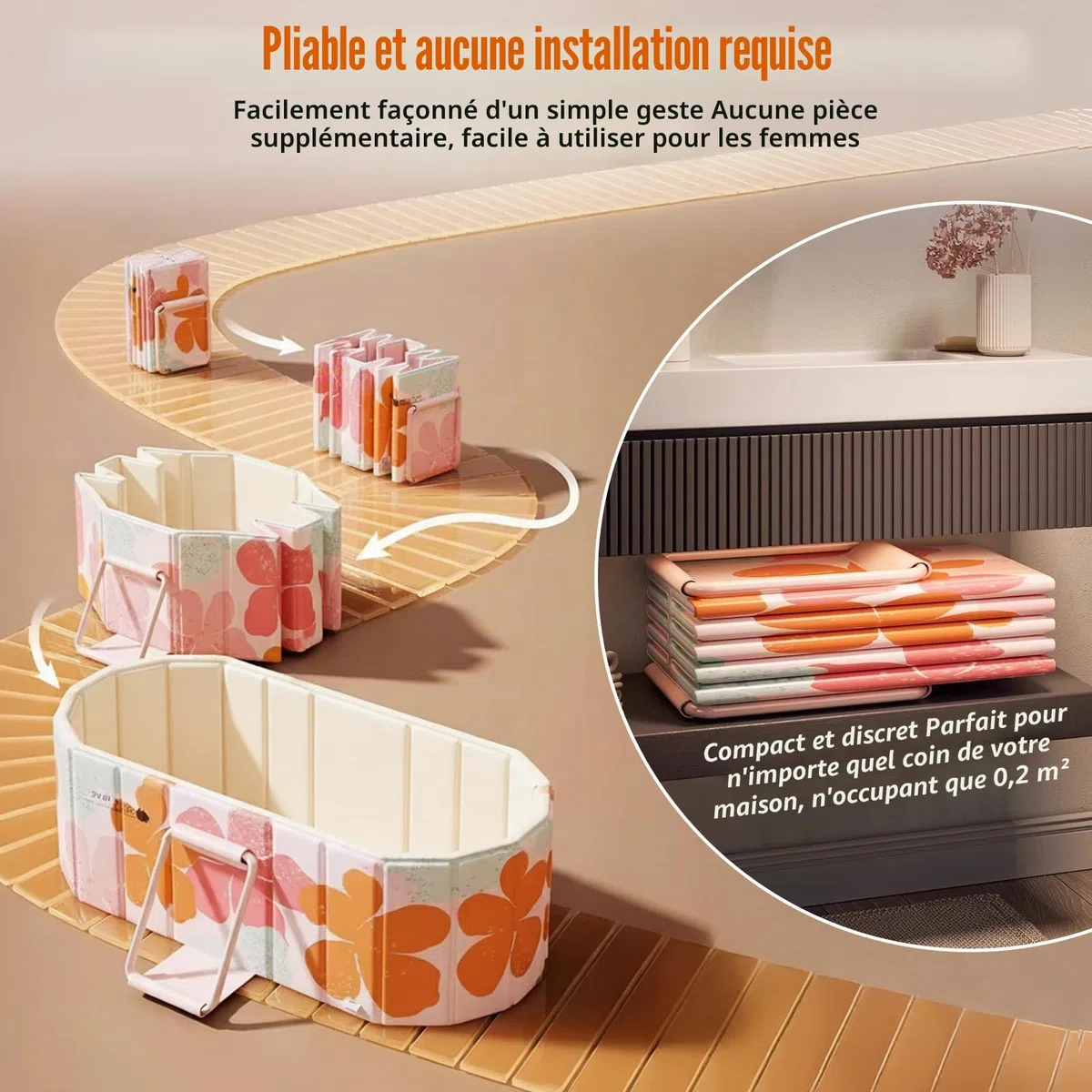 Baignoire portable pour adulte - Baignoire pliable non gonflable pour un confort et une détente ultimes - Baignoire à glace chaude pour l'intérieur ou l'extérieur