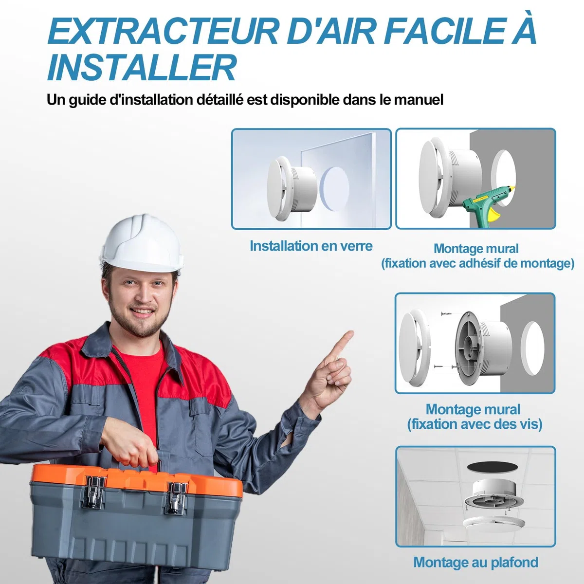 100mm Extracteur d'air 130m³/h 12W, Fonctionnement silencieux Ventilateur d'extraction à fort débit d'air, Économe en énergie, Pour Salle de Bain, Cuisine,toilettes, Serres,Tentes (4 inch)