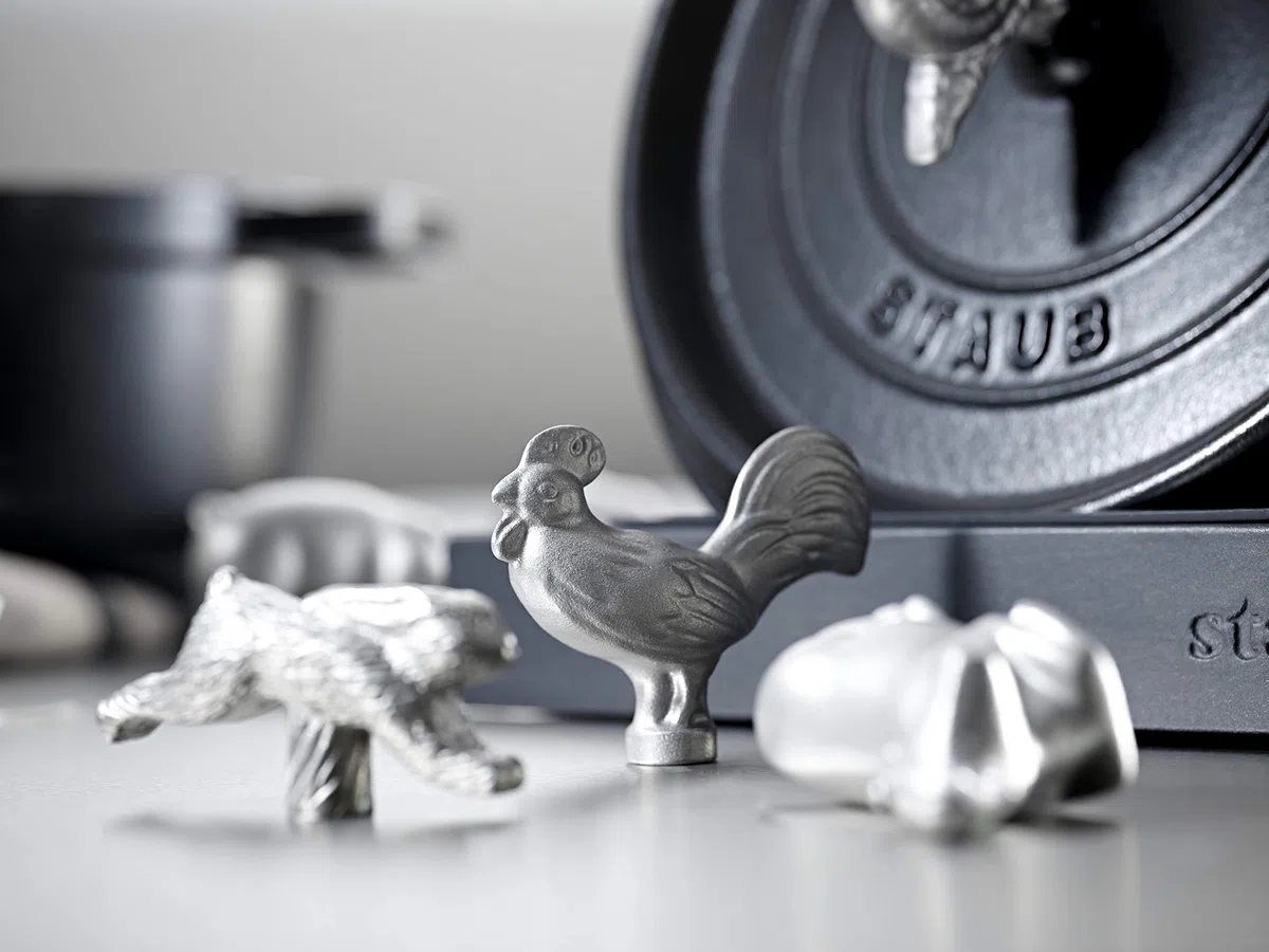 STAUB Accessoire Bouton Animal Poulet, Acier Inoxydable, 6 x 2 x 4 cm, Gris