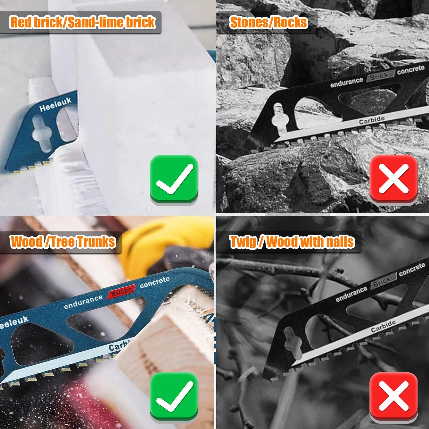 Lames de Scie Sabre, 455mm Lame Scie Sabre Brique S2243HM, Lame Scie Sabre Carbure pour la Coupe de Bois, Métal, Beton et Brique (455mm)