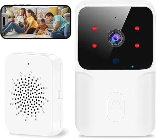 Générique Sonnette sans Fil Extérieure Étanche,1080P Vision Nocturne en Couleur, IP65 Étanche, visiophone sans Fil, Audio Bidirectionnel, Installation Facile
