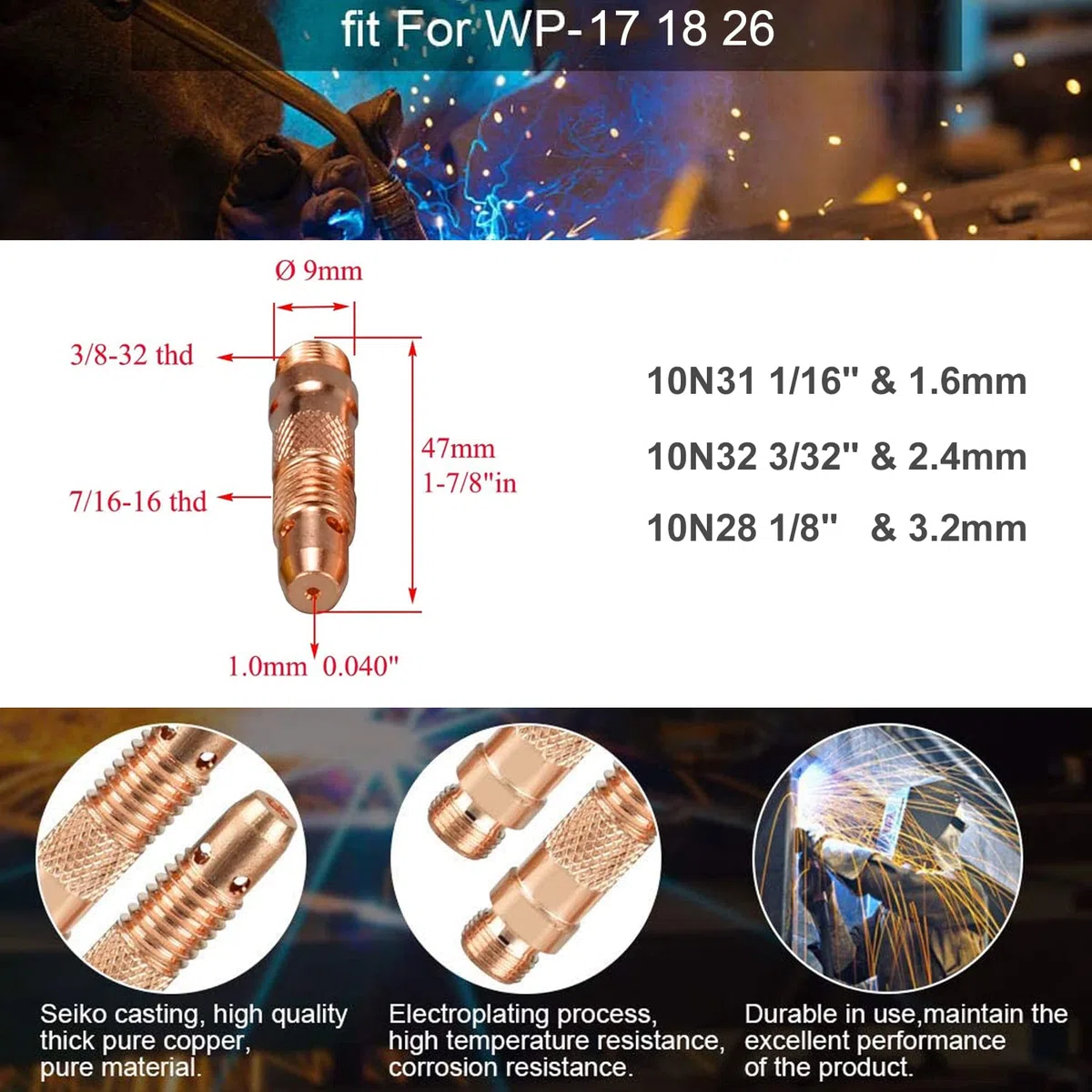 Kit Torche 26Pcs Tig Accessoire Soudage Pour Poste a Souder Buse Tig WP 17/18/26 TIG Torche Soudage,Accessoires de Soudage TIG avec Buse en céramique à Collet Corps Capuchon Arrière