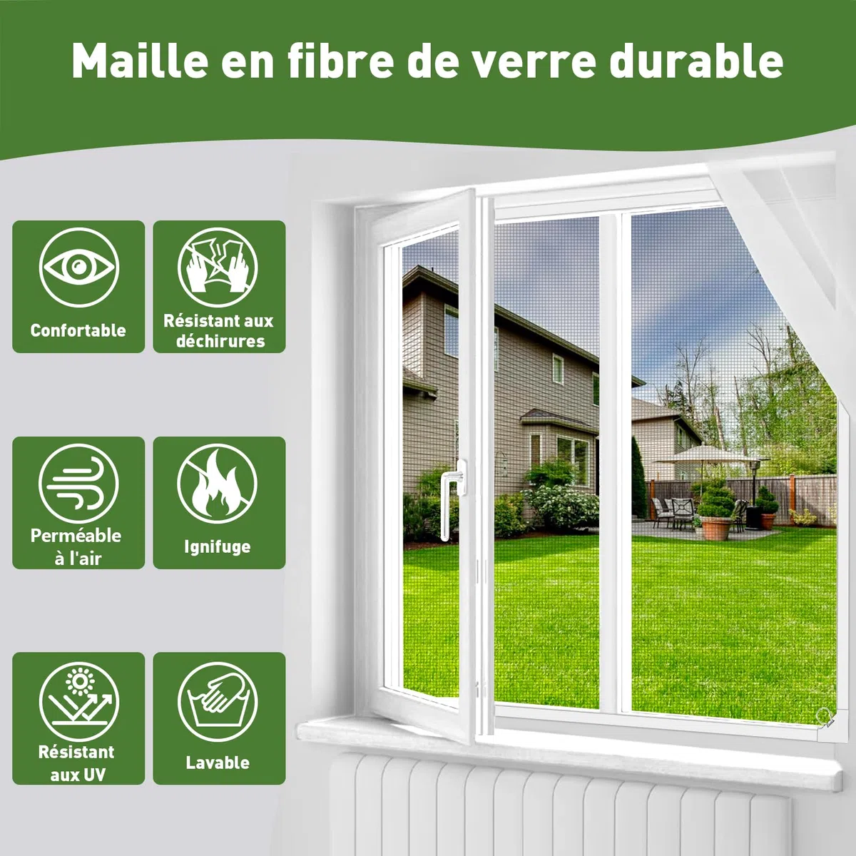 Moustiquaire Fenêtre Magnétique 120x130 cm Cadre Blanc Maille Gris | Fibre de Verre Durable, Taille Ajustable DIY, Fixation magnétique puissante, Moustiquaire aimantée fenetre pour toit