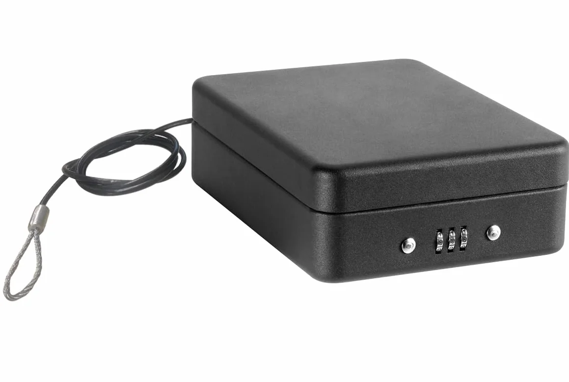 ARREGUI Private C9427 Caisse à monnaie et billets à combinaison pour ranger et transporter l'argent | Coffre de sécurité en acier avec cable de fixation | Coffre fort portatif 15 cm | Couleur Noir