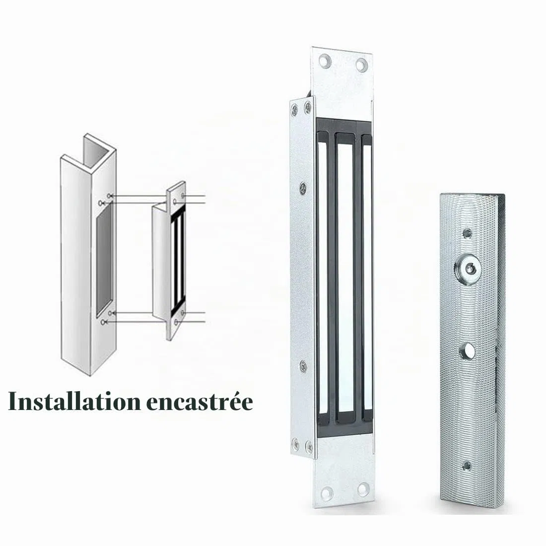 180KG/350lbs Serrure magnétique électrique DC12V Installation intégrée Serrure électromagnétique étanche NC Fail Safe pour système de contrôle d'accès Porte en bois/métal/verre