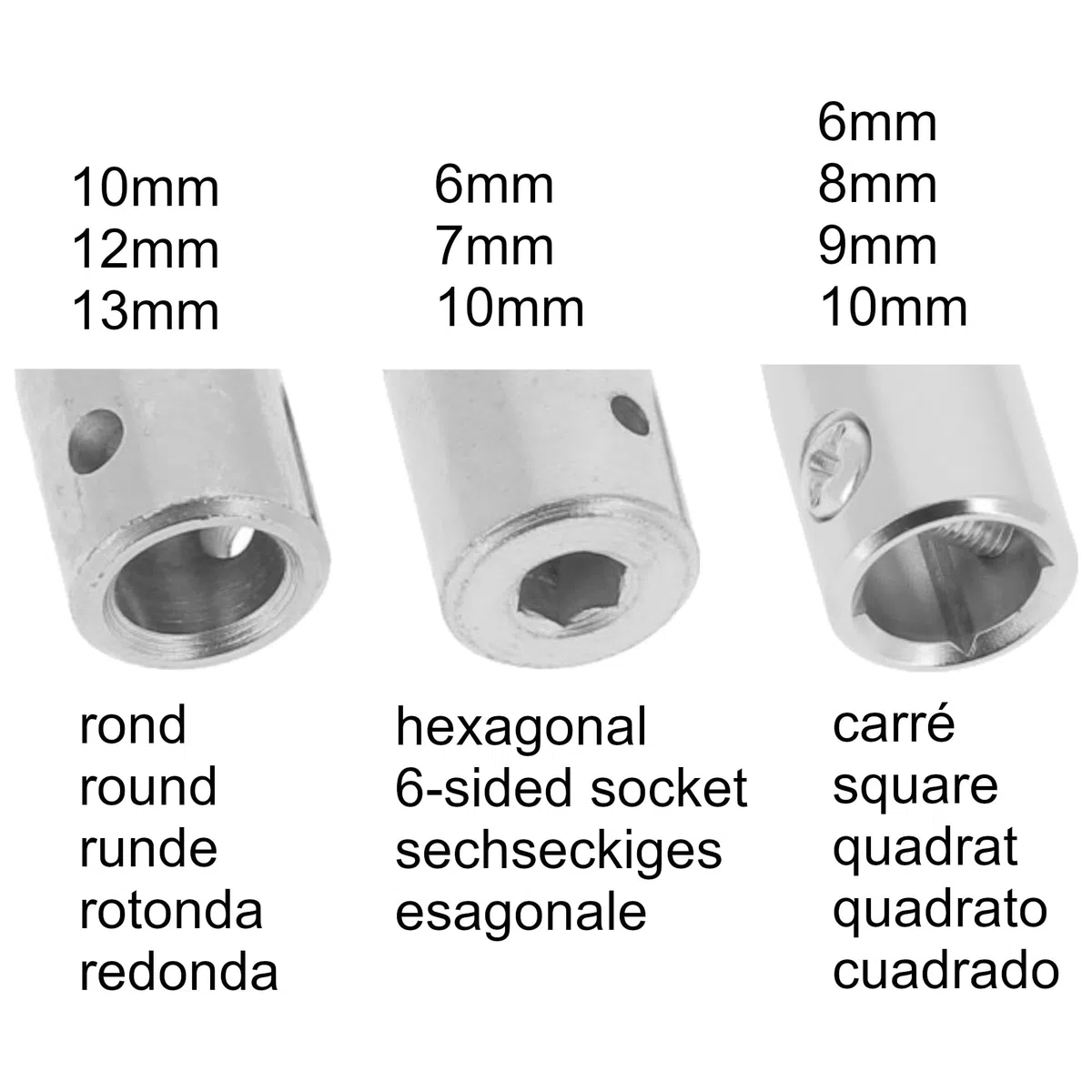 cyclingcolors cardan de volet roulant genouillère liaison manivelle tige acier nickelé, diamètre extérieur 16 mm forme Ø 12 mm x Ø 12 mm