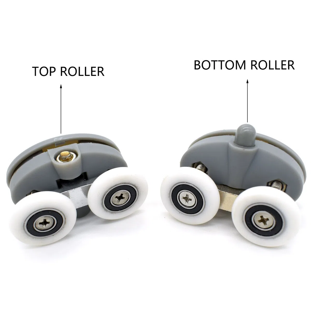 Lot de 4 roulettes doubles pour porte de douche - Diamètre : 20 mm - Distance : 30 mm