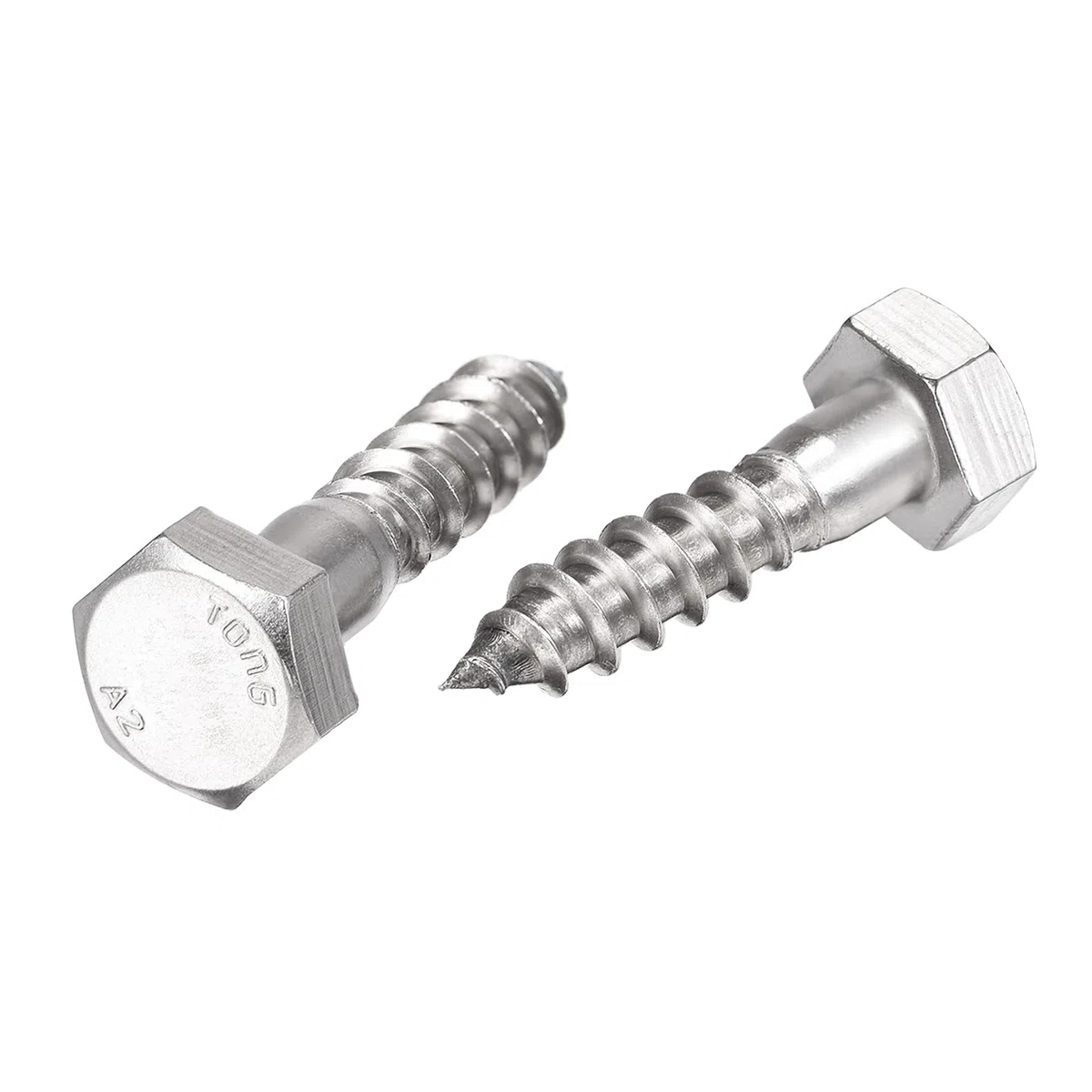 sourcing map Hexagonal Tire-fond M10 x 40mm 304 Inox Acier Demi-fil Autotaraudeuse Boulons pour Bois Vis 10Pcs