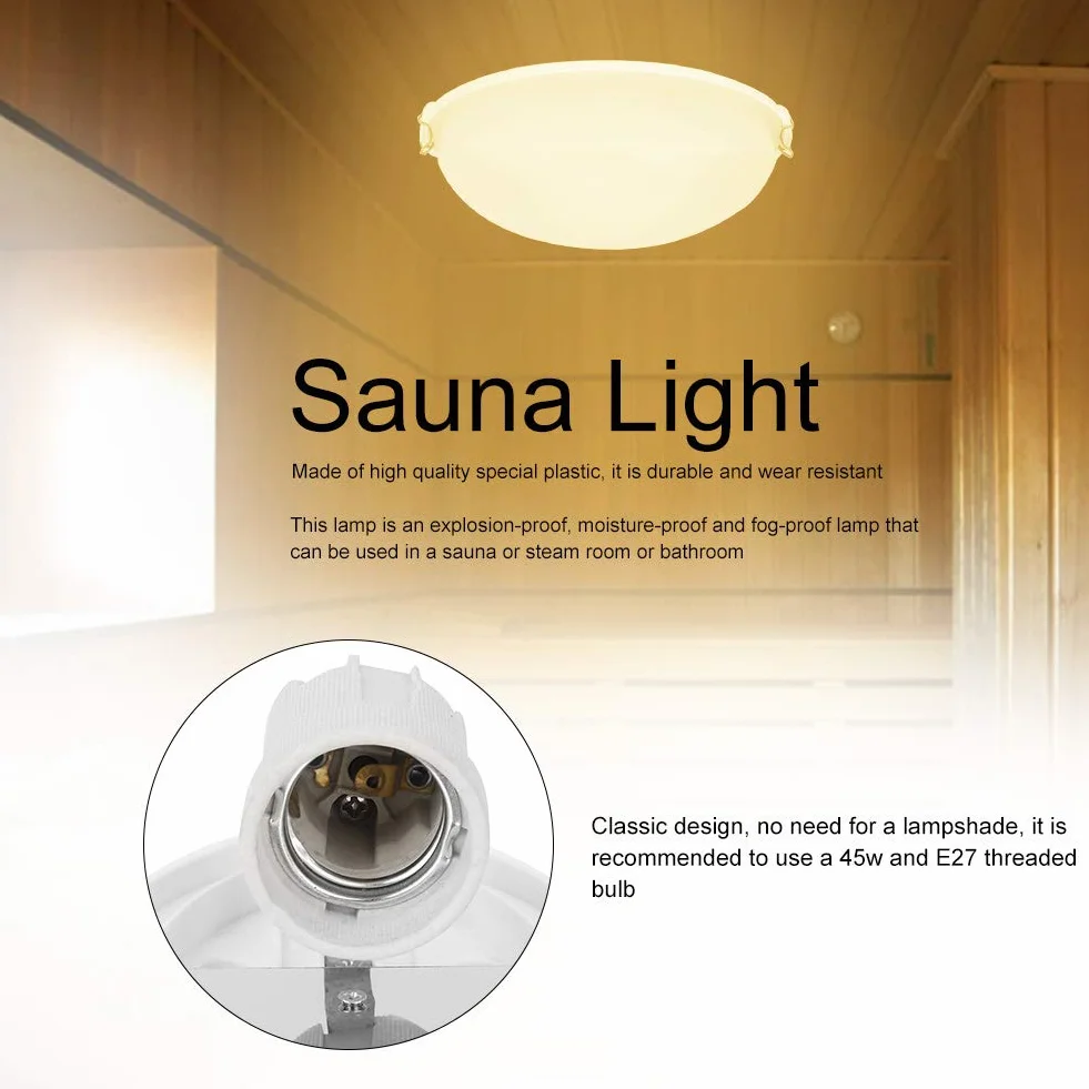 Lampe de Sauna Anti-buée, Lampe Antidéflagrante pour Sauna, Résistant aux Hautes Températures, Lampe Antibrouillard pour Salle de Bain et Saunas