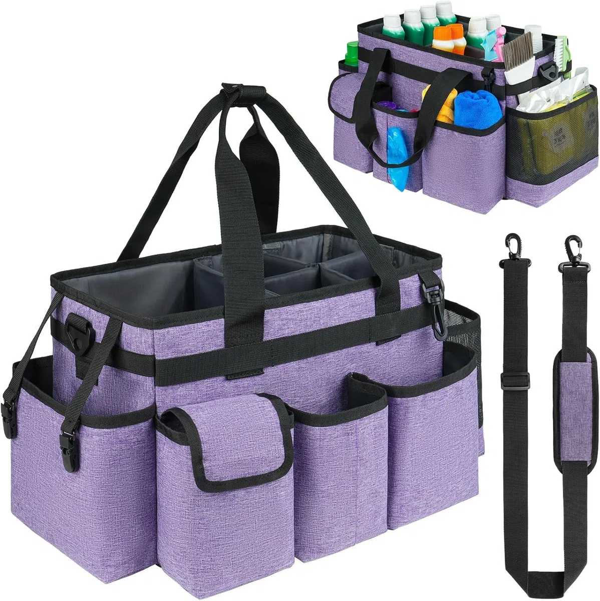 Sac de nettoyage XL avec poignée pour femmes de ménage, noir