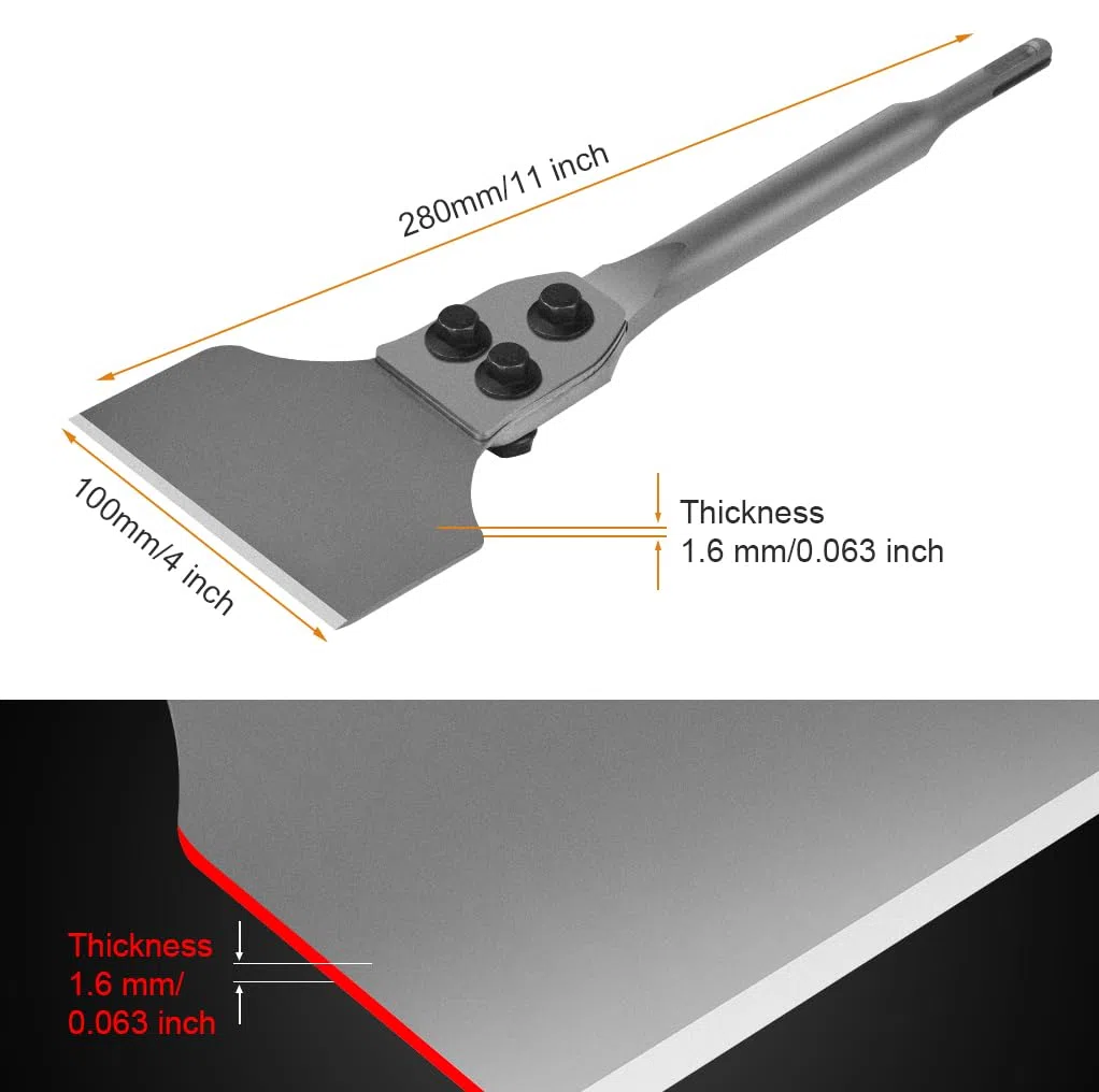 Flintronic Burin à Spatule SDS Plus, Burin SDS Plus Carrelage 280 x 100mm, Burin à Carrelage Burin Plat pour Rainurer les Carreaux, Enlever l'adhésif pour Carrelage et Sol, Burin Perforatetur SDS-Plus