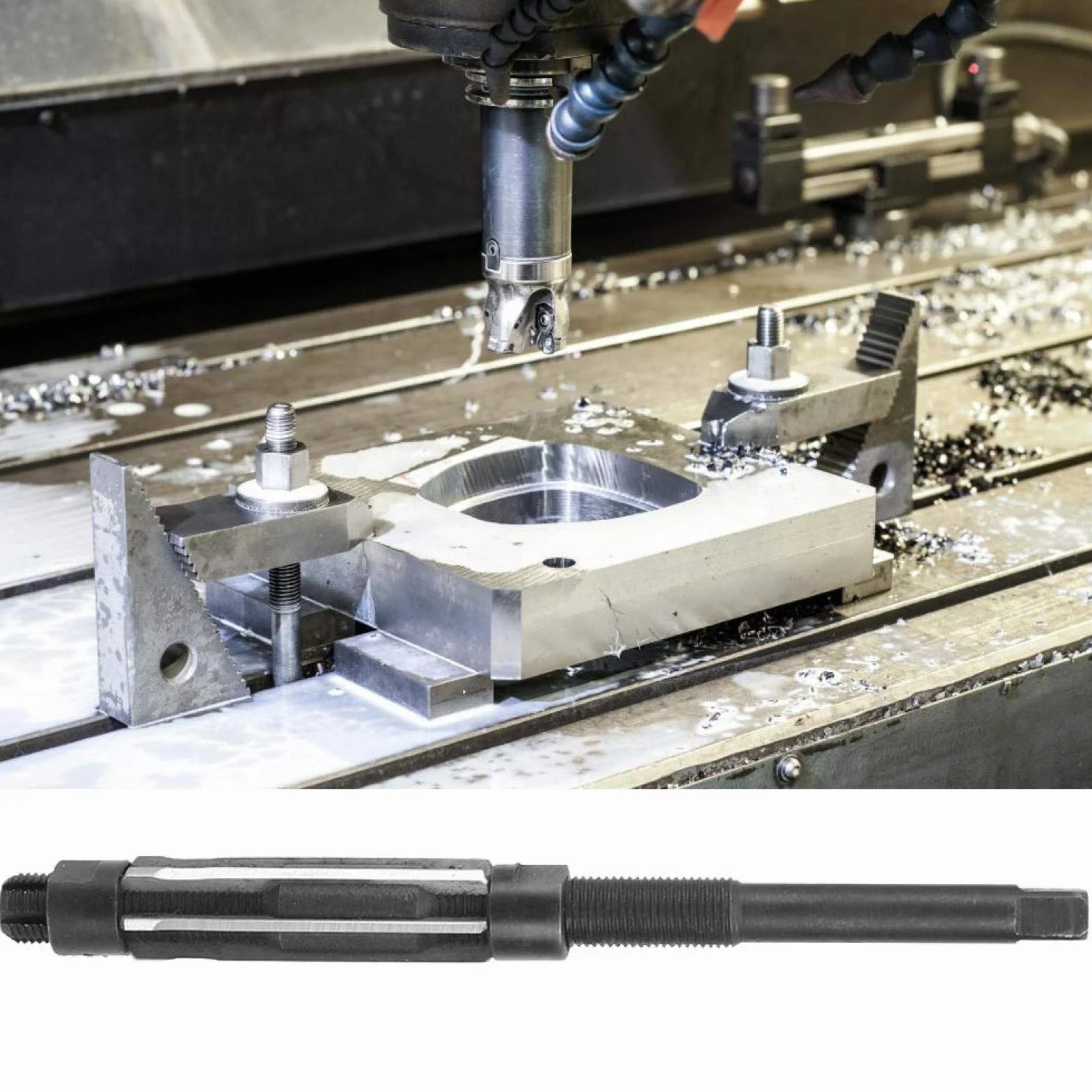 Outil d'alésage, alésoir cylindrique, alésoir réglable 9CRSI H8 alésoir à main outil de coupe de trou en métal avec 4 cannelures pour perceuse(15,25-17)