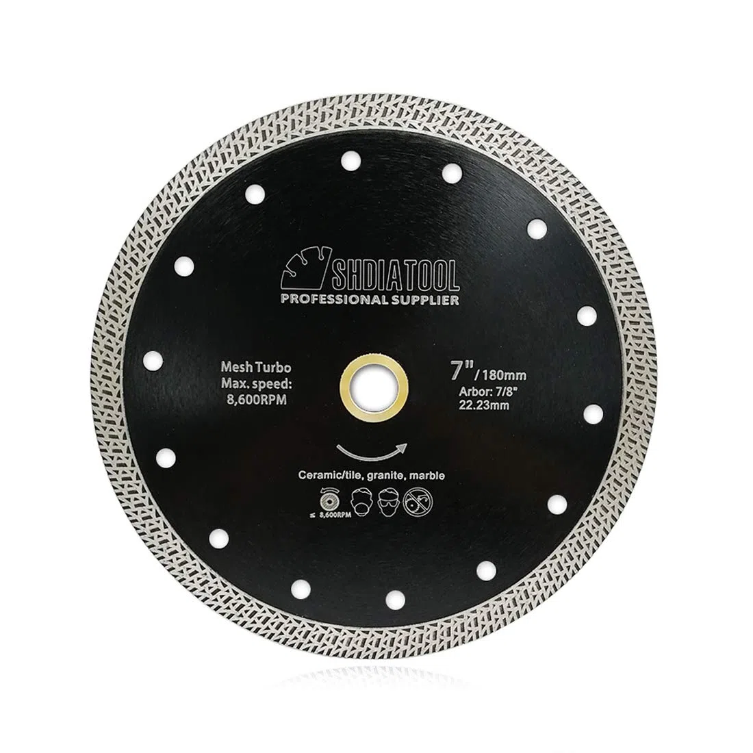 SHDIATOOL Disque à Tronçonner Diamant 180mm avec Maillé Turbo pour Porcelaine Tuile Céramique Granit Marbre （Dia 7 Pouces）