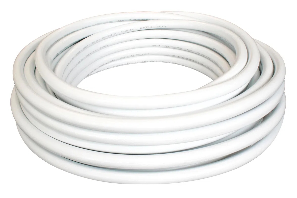 SOMATHERM FOR YOU, Couronne de tube multicouche 25m Ø16mm - Installation facile pour réseaux d'eau potable et chauffage - Finition esthétique blanche, faible dilatation, sans soudure