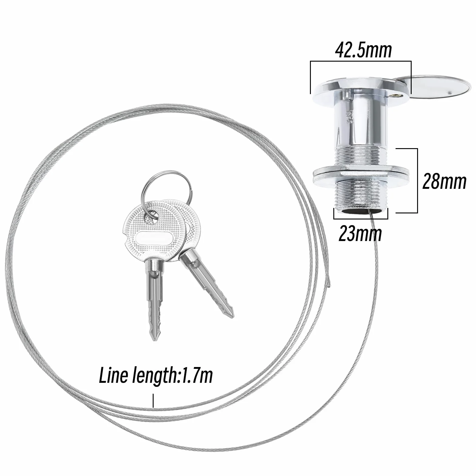Serrure de Porte Garage d'urgence avec Fil d'acier et 2 Clés pour Portes de Volets Roulants et Serrure de Portes de Garage Remplacement en Cuivre
