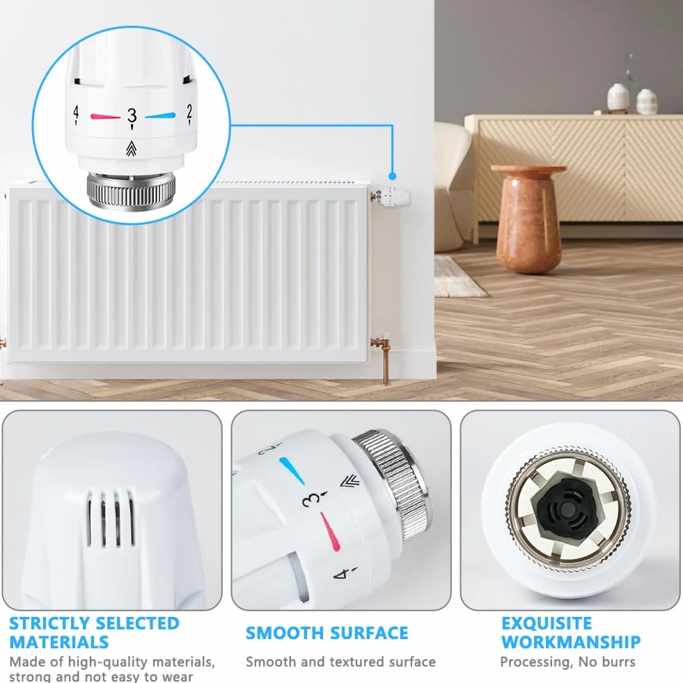 Flintronic 6pcs Tête de radiateur thermostatique, Tête thermostatique, raccord M30 x 1,5,Tête thermostatique Intelligente pour Thermostat Intelligent et Pack Chauffage collectif