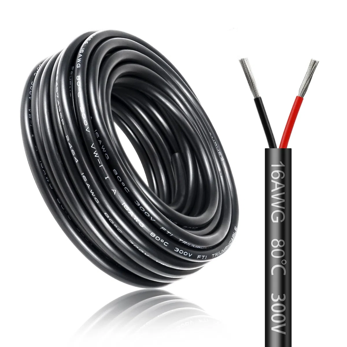 Câble Électrique 10 Mètres 16 AWG 2x1,5mm², Câble à 2 Conducteurs 5 V/12 V/24 V/220 V, Cuivre Étamé, Flexible et Souple, Faible Impédance, Haute Résistance à la Température, Câble d’Extension