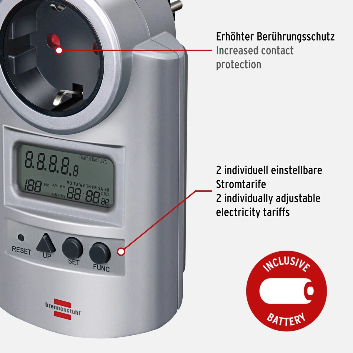Brennenstuhl 1506600 Primera-Line PM 231 E Appareil de mesure de consommation d'énergie, 230 V, Gris, 5 m