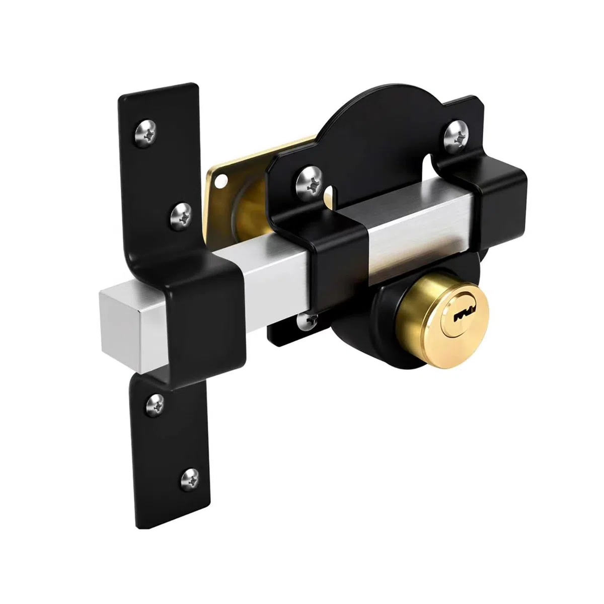 Serrure de portail à longue portée, convient pour porte droite et gauche, serrure à mortaise, verrouillage double face, 5 clés (50 mm)