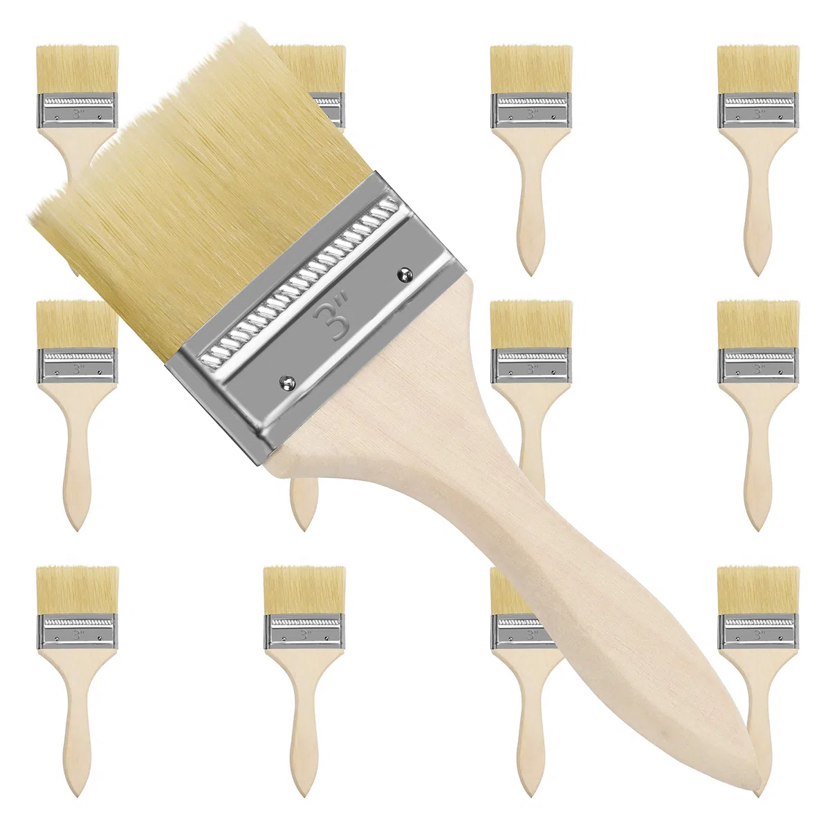 Kurtzy Pinceaux Peinture Mur (Lot de 12) Largeur Brosse 76,2 mm Taille Totale 21 cm - Pinceau Plat Peinture Pro Parfait pour la Peinture sur Ecailles, Silicone, Gesso, Teintures, Vernis, Colles