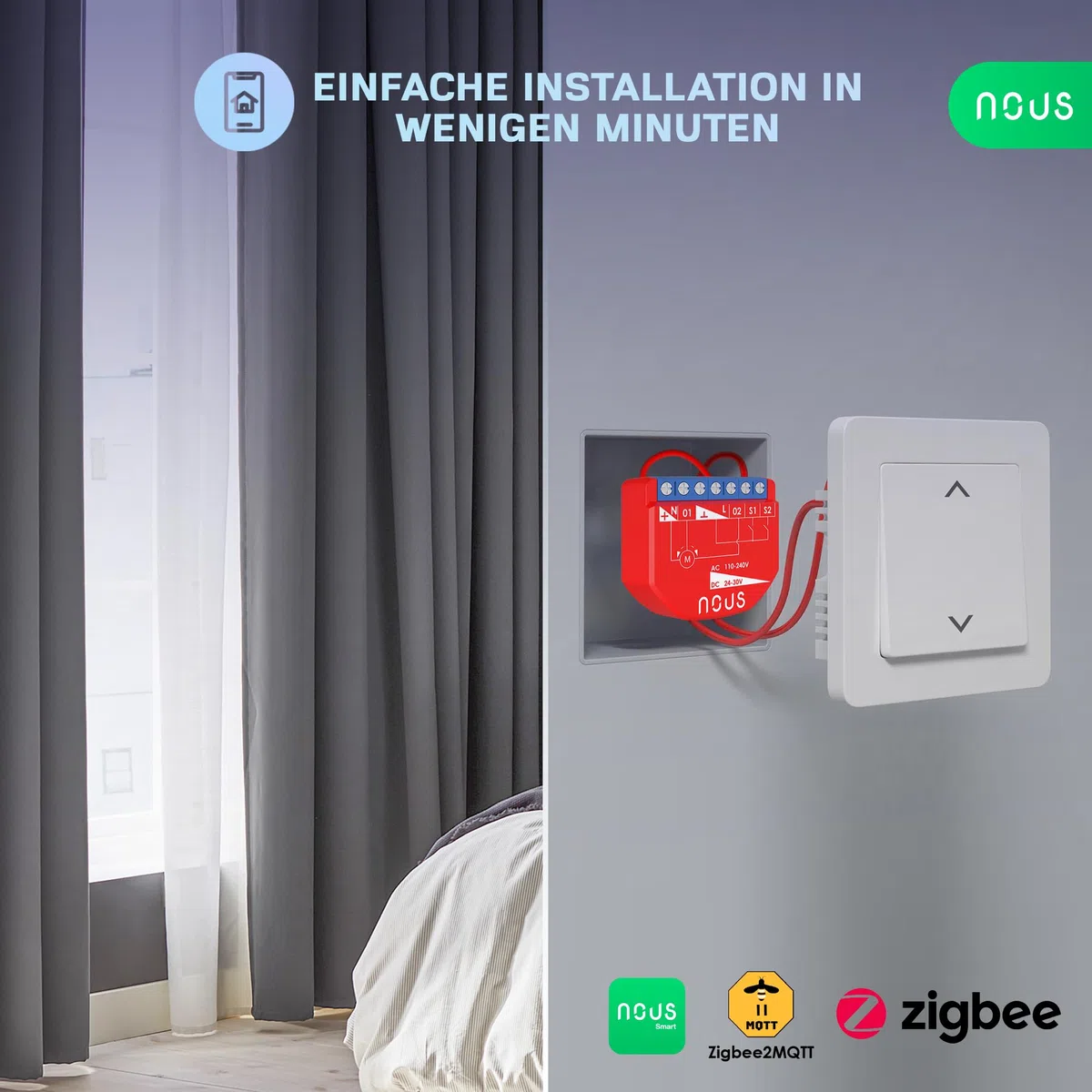 ZigBee Contrôleur intelligent aveugle, AC 16A/DC 10A, passerelle ZigBee 3.0 requise, compatible avec Alexa, Google Assistant, Zigbee2MQTT, Home Assistant, Tuya Smart Life, contacts secs