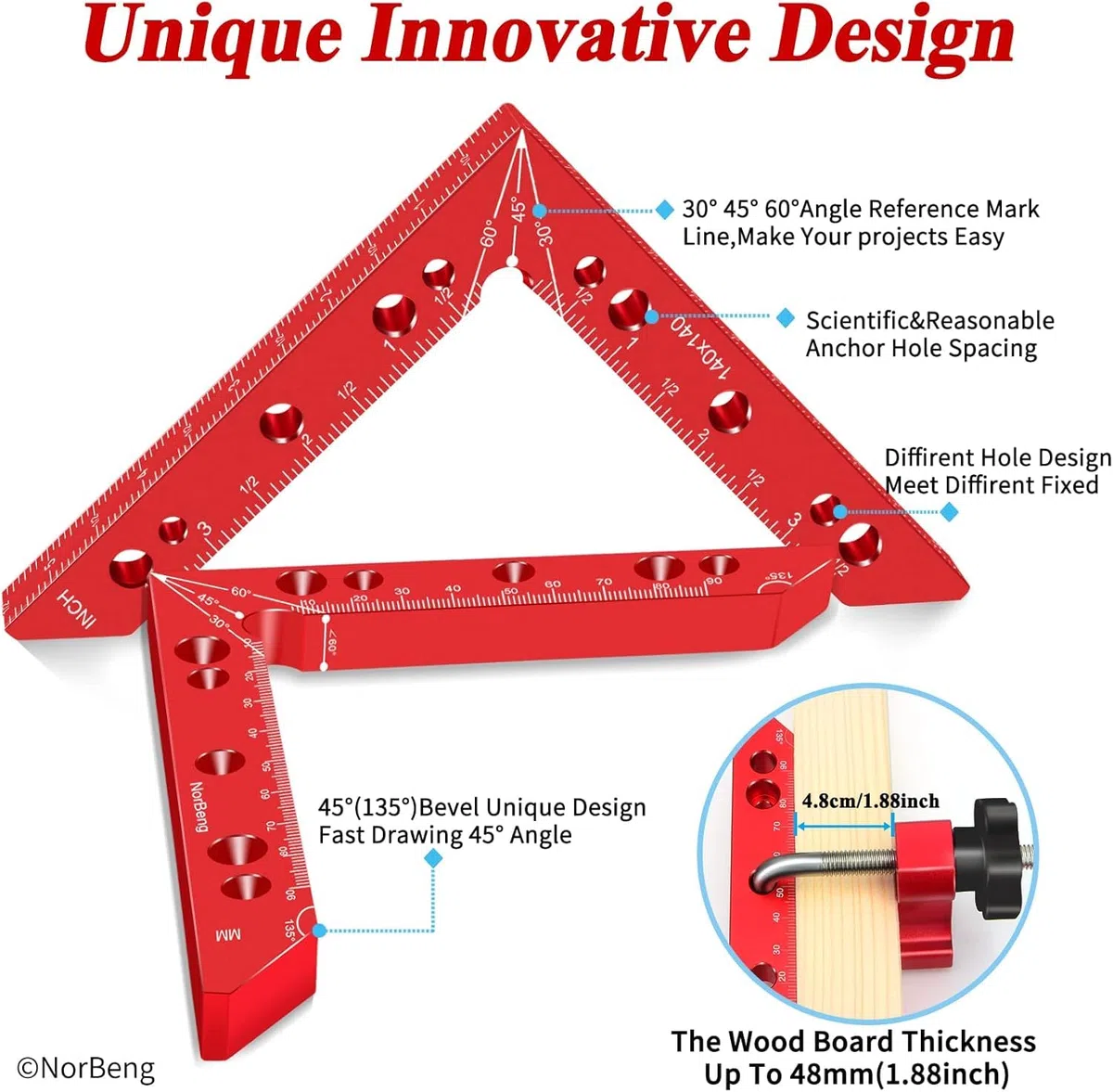 Serre Joint Angle à 90 Degrés,Pince à angle droit,Presses d'angles en d'aluminium,Fixation à Angle Droit, Outils de Travail du Bois Pour Armoires,Cadre Photo,Tiroirs- 2 Ensembles (14 cm/5,5") Rouge