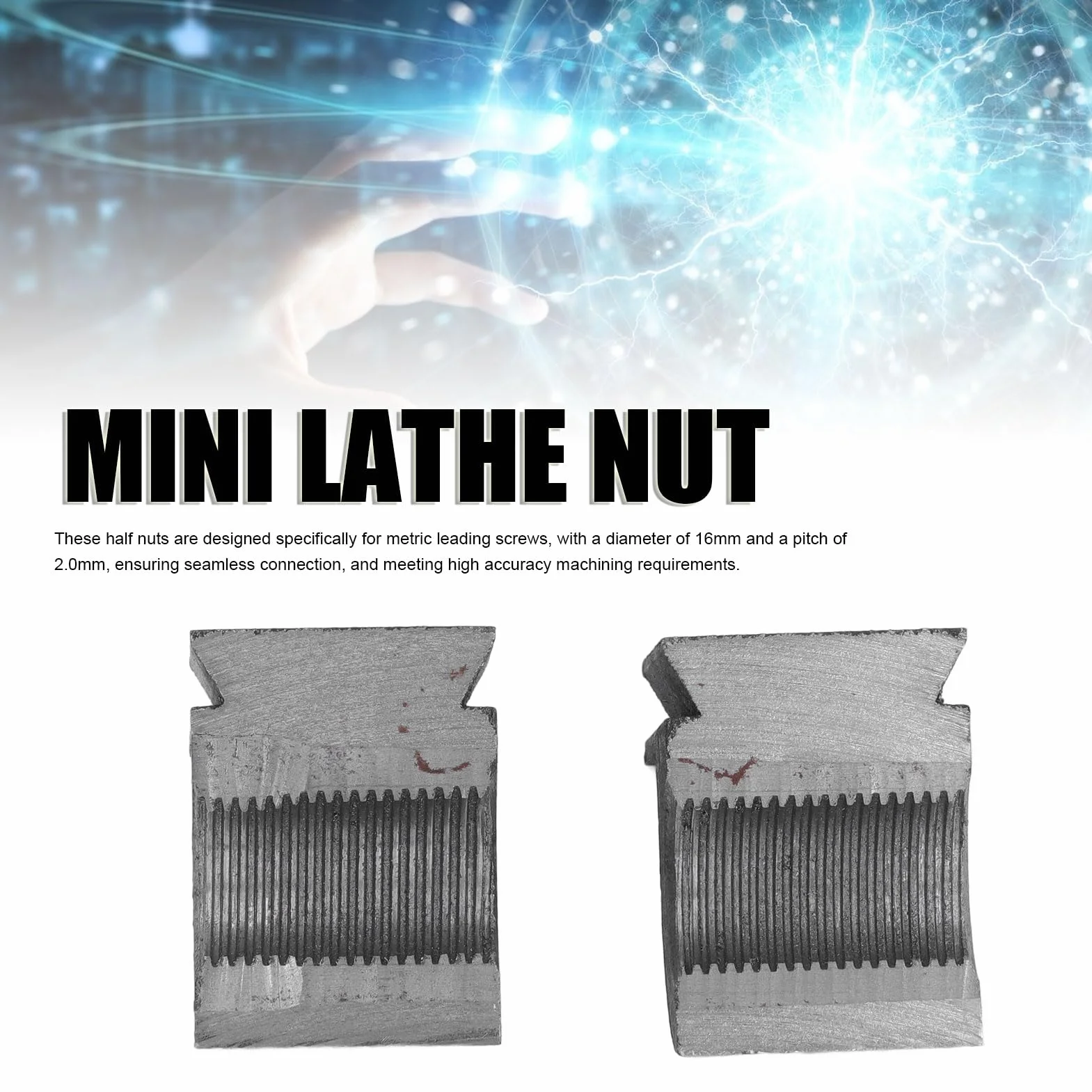 Écrou de Type divisé, Écrou Haute et Demi-écrou Basse - 2pcs 1,5 Mm Pitch Half Nut pour Vis Tête Métrique - Compatible 0618 CJ18 CJ0618A 7X12 7X14 0618-3B MINI LATHE, 45