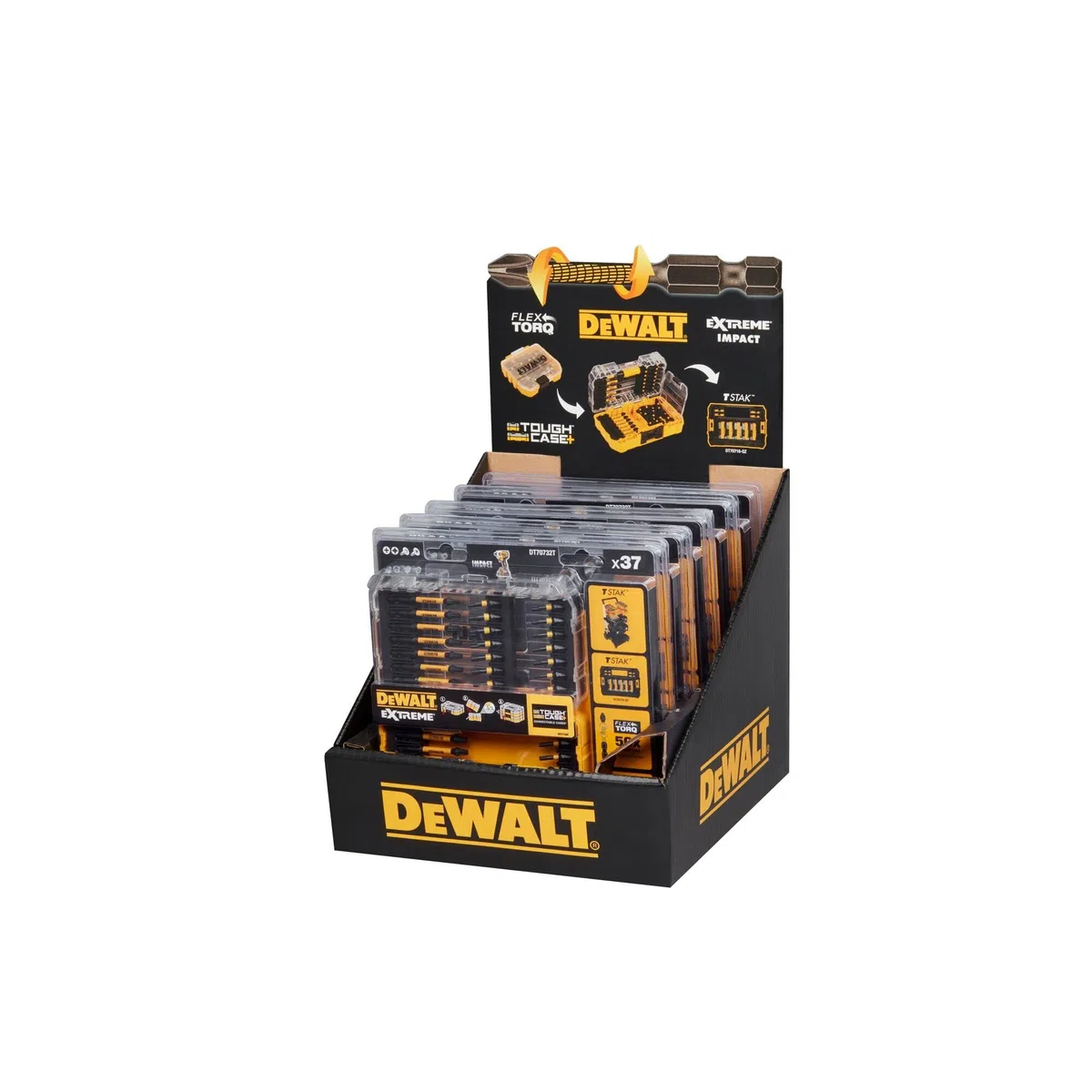DEWALT - Coffret TOUGHCASE 37 pièces - embouts de vissage FLEXTORQ - pour perceuse-visseuse - retrait embout facile - DT70732T-QZ