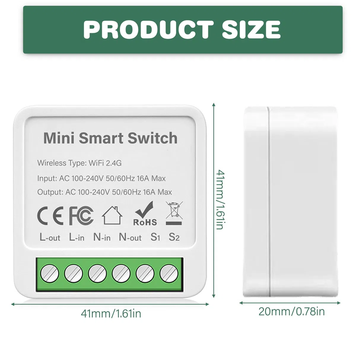 GAOUTO Lot de 6 modules intelligents - Mini interrupteur Wi-Fi 2 voies - Compatible Alexa et Google Assistant - Interrupteur Smart Life - Conducteur neutre nécessaire