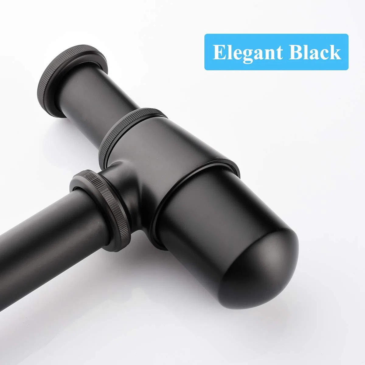 Laiton Siphon de Lavabo, Keymark Universel Syphon avec 200mm Tube Plongeur, 1 1/4 x 32mm Réglable Sifon Anti Odeur Anti-fuite, Noir