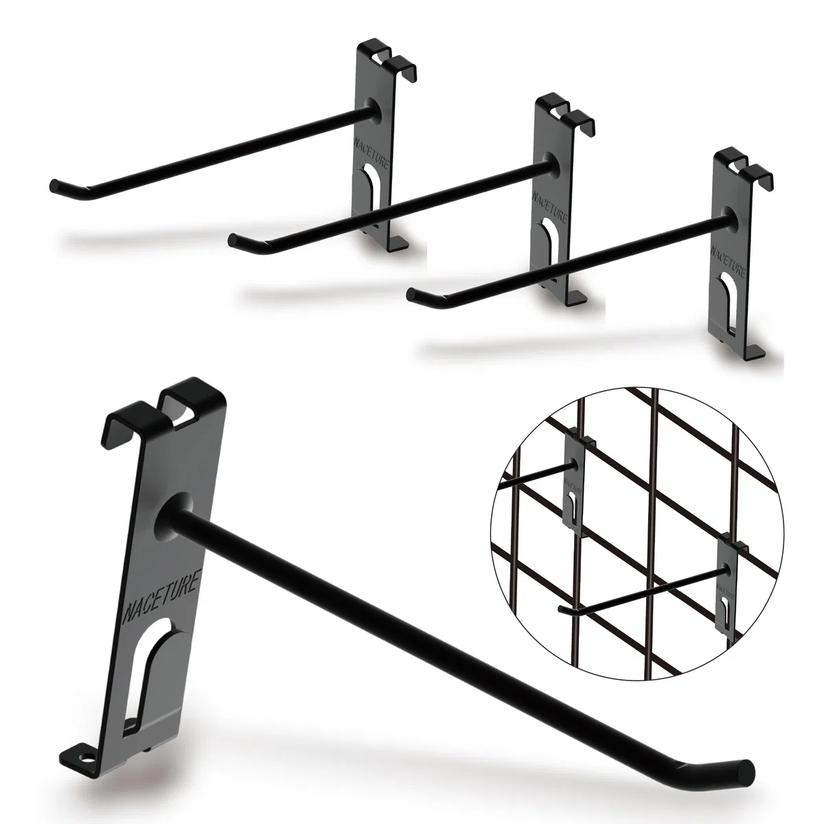 Lot de 24 Crochets à Double Grille pour Panneau Mural - 15,2 cm avec Crochet Supplémentaire sur le Bas - Durables pour Accrocher des Accessoires