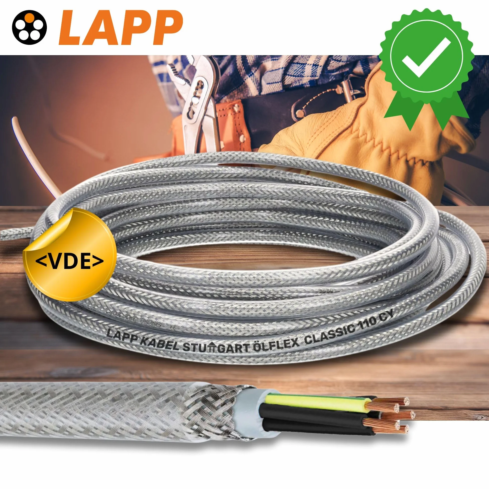 Lapp 1135403 Ölflex Classic 110 CY Câble de Commande Blindé 3G2,5 mm², 10 m | Câble blindé à 3 fils en PVC transparent, résistant aux produits chimiques, idéal pour environnements critiques CEM